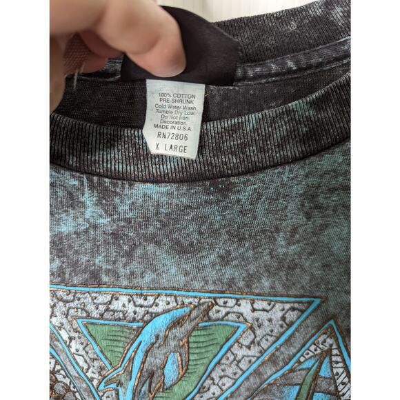 Vintage 80's Acid Tie Dye Single Stitch T Shirt Embossed Desgin Kaui Cotton XL - Picture 5 of 8